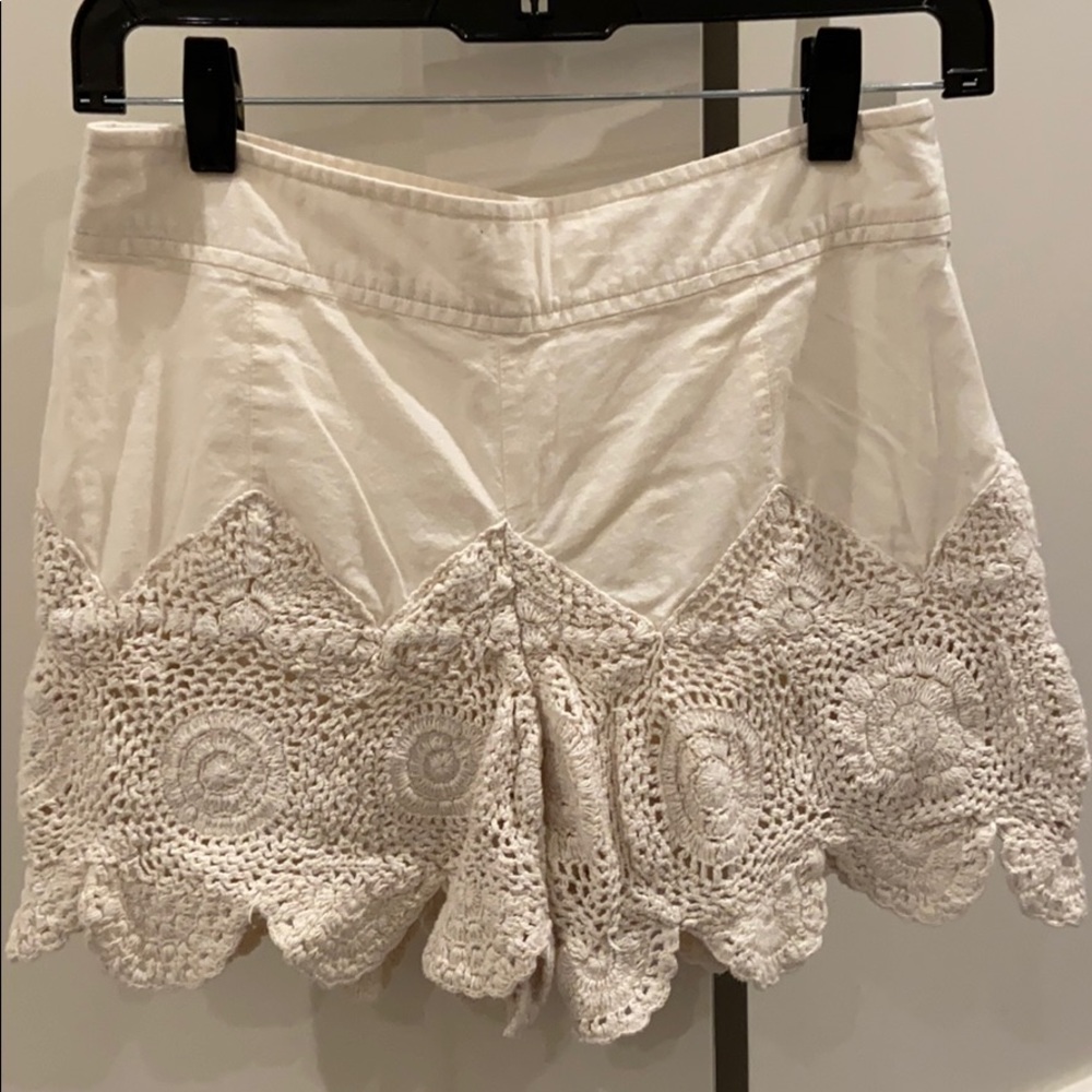Free People Ivory Crochet Shorts
